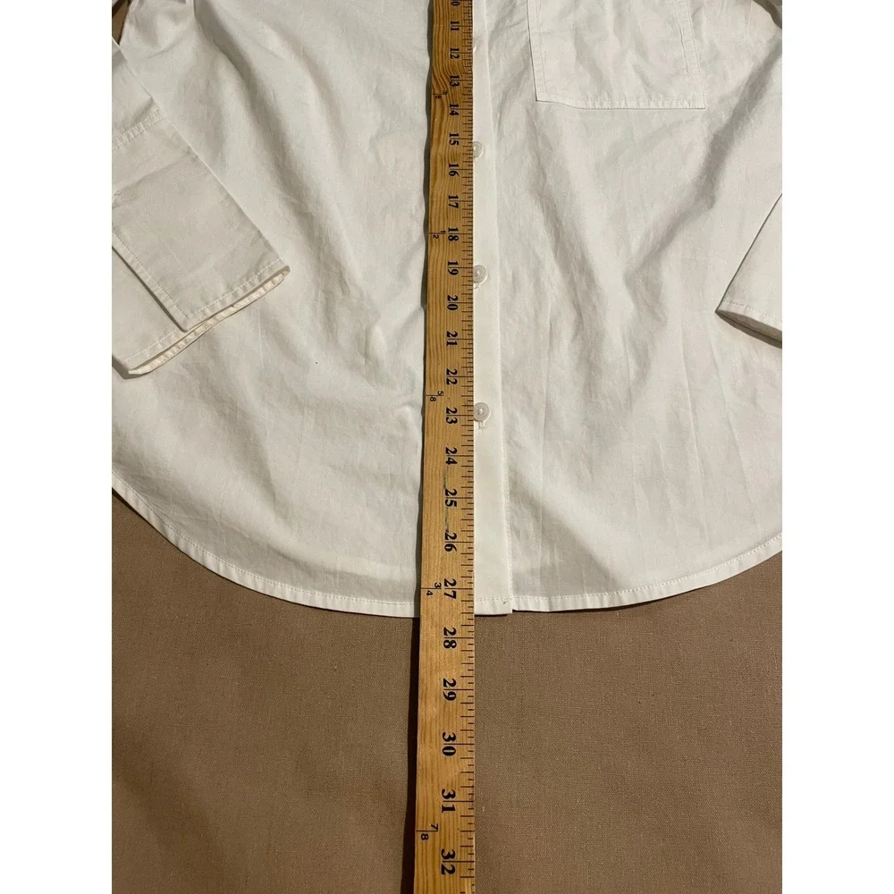 J. Crew Organic Cotton Button-Up Shirt Sz 6 Garcon White Minimalist Capsule Chic